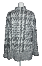 Erin London 1/4 Zip Top Shirt Sweater Black White Furry Fuzzy Size Large L - £17.96 GBP