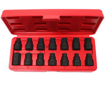 14 pc Master Oil Drain Plug Key Set 3/8&quot; Socket Drive Car Hex Square M16 Spline - $23.36