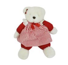 VINTAGE 1987 PRESTIGE TOY CORP WHITE + RED TEDDY BEAR RED STUFFED ANIMAL... - £96.16 GBP