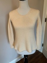 NWOT JIL SANDER NAVY Ivory 100% Wool Sweater SZ S - $98.01