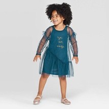 Toddler Girls&#39; &#39;You Are Magic&#39; Overlay Dress, Teal Blue, Size 3T(Nwt) - £20.39 GBP