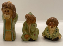 Lot of three clay Asian figures figurines small a couple have chips see ... - $11.29