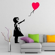 ( 71&#39;&#39; x 48&#39;&#39;) Banksy Vinyl Wall Decal Girl with Heart Balloon / Street Graffiti - £70.59 GBP