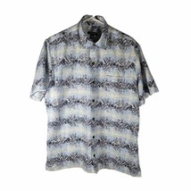 Van Heusen Mens Short Sleeve Button Down Polo Blues Grays Pattern Size M - $285.69 MXN