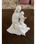 Vintage Bisque Porcelain Madonna Virgin Mary With Child Jesus Catholic S... - $29.69