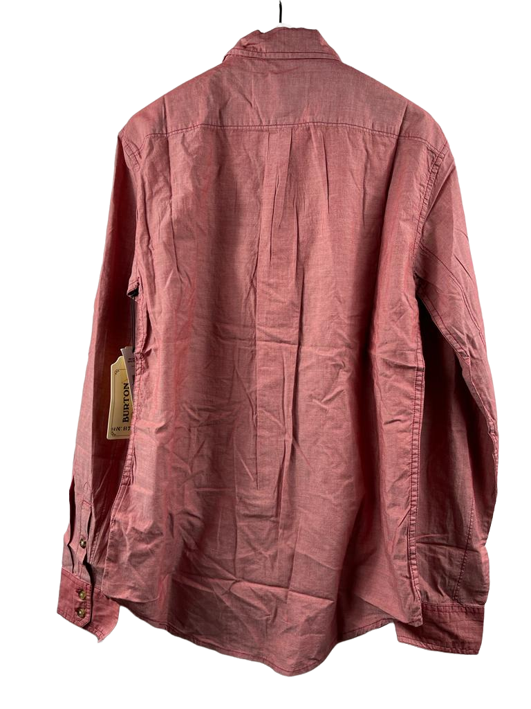 Burton Hombre Glade Polo de Manga Larga, Pequeño - Rojo Ladrillo Chambray - Item image 3