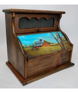 Hand Painted Wood Bread Box 2 Tier Farm Country Barn Folk Art 16&quot;T x 13&quot;... - $2,822.32 MXN