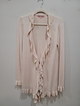 Rebecca Taylor Cream Open Knit Cardigan Ruffle Sweater, Women&#39;s Small - $341.18 MXN