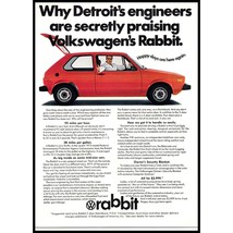 1975 VW Volkswagen Rabbit 2 Door Hatchback Vintage Print Ad Red Wall Art... - $10.97