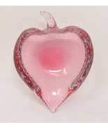 Murano Glass Pink Strawberry Heart Shaped Controlled Bubbles Bowl Dish C... - €48,13 EUR