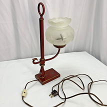 Metal Students Desk Lamp Table Electric Frosted Glass Shade Mid Century Vintage - £23.66 GBP