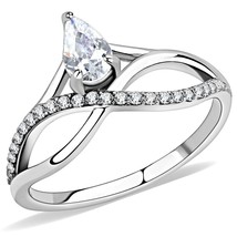 .67Ct Pear Cut Simulated Diamond Infinity Loop Band Stainless Steel Wedding Ring - £47.25 GBP