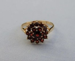 3Ct Round Cut Lab Created Garnet Women&#39;s Engagement Ring 14K Yellow Gold Plated - £119.89 GBP