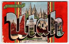 Greetings From Utah 1940's Large Big Letter State Postcard Linen Kropp V... - $5.66