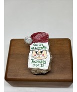 Original Hand Painted Santa Face Rock W/Bible Verse Adorable Tiny Paperw... - $13.72 CAD