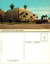 Florida Tavares Lake County Court House Palm Trees Classic Cars Vintage Postcard - £7.49 GBP