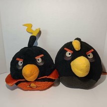 Angry Birds Plush Outer Space Black Fire Bomb Bird Orange Black 6”No Sound - $14.85