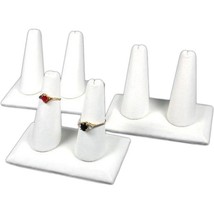 3 Displays Double Ring White Leather Jewelry Showcase - £17.66 GBP
