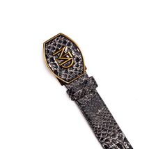 Arkansas Genuine Snake Skin Western Belt Antique Charcoal Gray Newspaper image 2