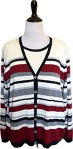 Alfred Dunner Faux Layered Sweater Plus Sz 2X Cream Red Gray Cable Knit ... - £19.46 GBP