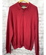 Eddie Bauer Red Collared Mens Sweater Cotton Cashmere XL Pullover - $12.96