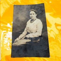 Antique Vintage RPPC Postcard Pretty Lady Seated AZO 1918-1930 Santana W... - $9.50