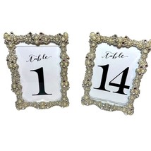 Wedding Table Markers Frames Set of 2 Bride Groom Faux Pearl Crystal - £14.87 GBP
