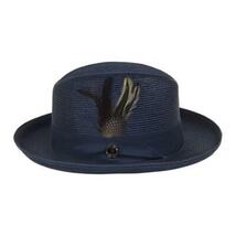 Men Bruno Capelo Summer Spring Soft Straw Style Hat Godfather GF204 Navy image 4