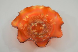 Fenton Art Acorn Burrs Marigold Carnival Glass 7.5&quot; Bon Bon Compote Bowl... - £76.29 GBP
