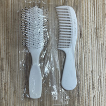 Vintage Estee Lauder Small Ball Tipped Hair Brush 6 3/4" and Comb White Nylon - $49.49