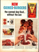 1964 Gaines Burgers Pet Dog Food Vintage Print Ad Dinner Collie Lassie Dogs a9 - £19.22 GBP