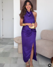 ZARA BNWT 2025. PURPLE SATIN PAREO MIDI SKIRT KNOT DETAIL. 3210/317/611 - $67.57