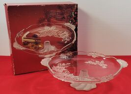 *A) Mikasa Crystal Christmas Poinsettia Footed Pedestal Serving Plate Ge... - $19.79