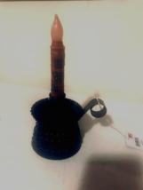 Jefferson small black tin Candle Holder with flag candlestick image 2
