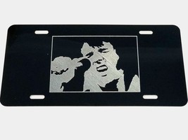 ELVIS PRESLEY Car Tag Diamond Etched picture on Black Aluminum License Plate - £18.07 GBP