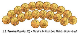 Lot Of 20 Lincoln Bicentennial 2009 Pennies Unc Coins 24K Gold Plated Formative - £9.72 GBP