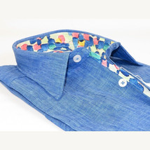 Men Premium Quality Soft Linen Sports Shirt By INSERCH Short Sleeves SS717 Blue image 3