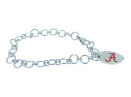 Stainless Steel Alabama Crimson Tide Logo 8.5 inch Dangle Bracelet - $88.15