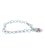 Stainless Steel Alabama Crimson Tide Logo 8.5 inch Dangle Bracelet - $88.15