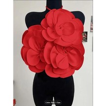 Red Oversized 3D Flower Halter Crop Top –  Backless Party &amp; Festival Blouse - $30.00