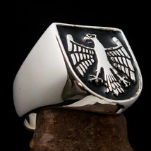 Excellent crafted Mens Coat of Arms Ring black Eagle Seal - Sterling Silver - £55.31 GBP
