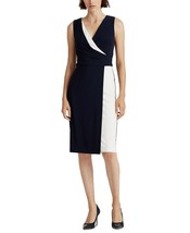 New Ralph Lauren Black White Pleated Sheath Dress Size 16 - £92.52 GBP