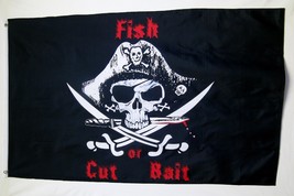 Fish Or Cut Bait Pirate Flag 3&#39; X 5&#39; Indoor Outdoor Buccaneer Banner - £14.15 GBP