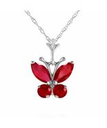 Galaxy Gold GG 14k 18&quot; Solid White Gold Butterfly Necklace Brilliant Ruby - $322.91