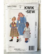 Vintage Kwik Sew Dresses Collar Gathered Skirt Sewing Pattern 2492 Girls... - $15.57 CAD