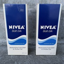 Vtg Lot 2 Nivea Bath Silk Moisturizing Foam Bath Shower Gel 8 oz New Old... - $28.99