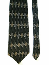 Men&#39;s Haggar Brown &amp; Black All Silk Tie RN 51093 Geometric Pattern Made ... - $9.00