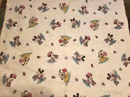 Vintage Disney Baby Blanket Mickey Minnie Pluto Butterflies Nylon Binding  - $39.48