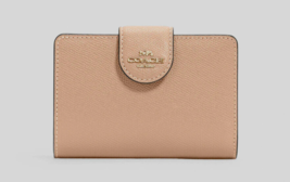 New Coach 6390 Medium Corner Zip Leather Wallet Taupe - £60.67 GBP