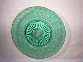 10 Inch Green Depression Glass Under Plate With Gold Trim - £15.97 GBP